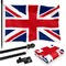 G128 Combo Pack: 6 Feet Tangle Free Spinning Flagpole (Black) UK United Kingdom Flag 3x5 ft Printed 150D Brass Grommets (Flag Included) Aluminum Flag Pole